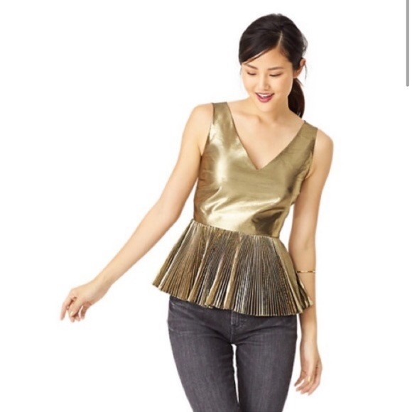 kate spade Tops - NWT Kate Spade Saturday Light Beam Gold Peplum Top